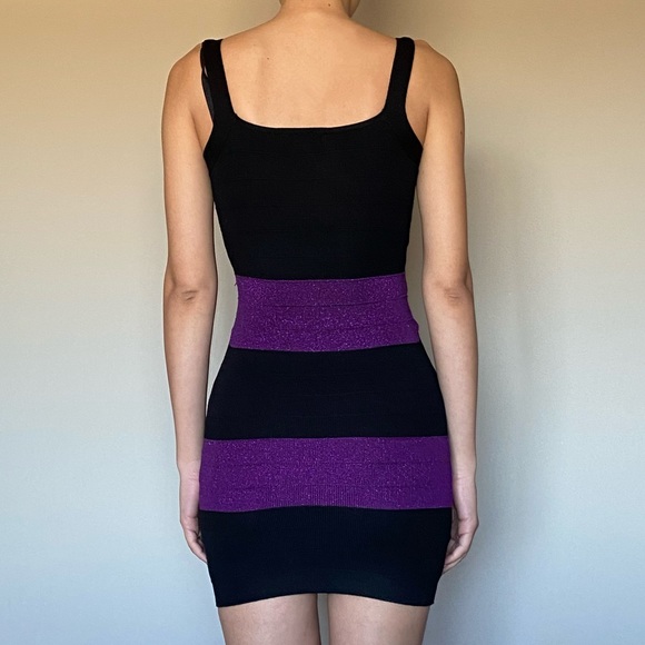 Bandage style dress in purple and black. Size small. - Picture 2 of 7